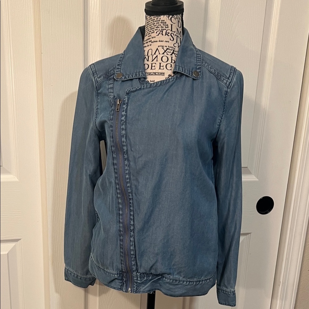 RVCA Denim Asymmetrical Zip Jacket